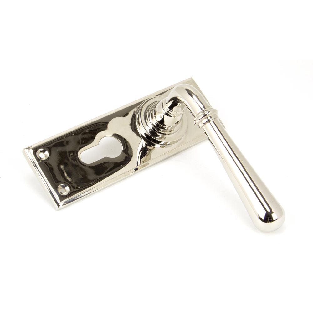 From The Anvil Door Furniture Polished Nickel / Euro Profile Lock Handles From The Anvil - Polished Nickel Newbury Lever Euro Lock Set