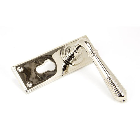 From The Anvil Door Furniture Polished Nickel / Euro Profile Lock Handles From The Anvil - Polished Nickel Reeded Lever Euro Lock Set