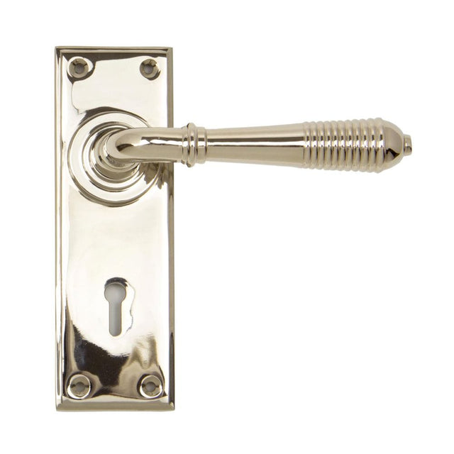 From The Anvil Door Furniture Polished Nickel / Std. Lock Handles From The Anvil - Polished Nickel Reeded Lever Lock Set