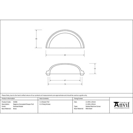 From The Anvil Cabinet Hardware Polished Nickel / Cabinet Cup Pulls From The Anvil - Polished Nickel Regency Concealed Drawer Pull