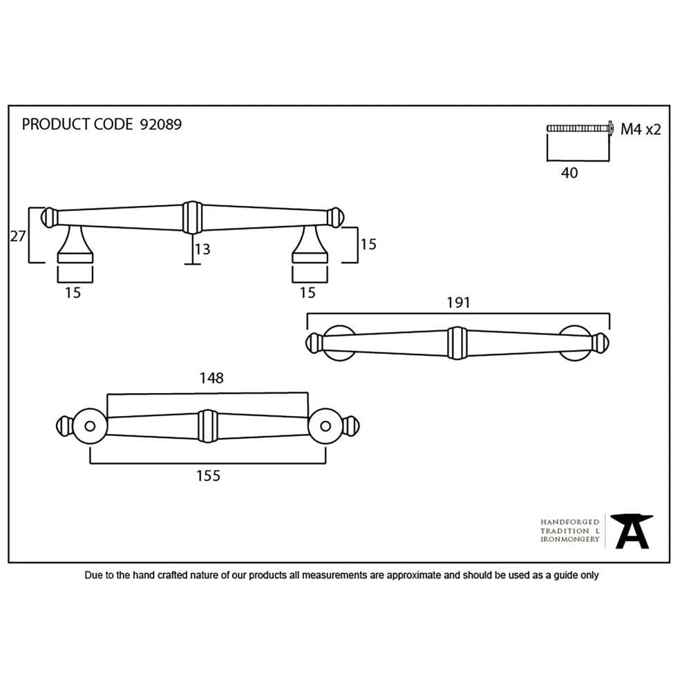 From The Anvil Cabinet Hardware Polished Nickel / Cabinet Pull Handles / Medium From The Anvil - Polished Nickel Regency Pull Handle - Medium