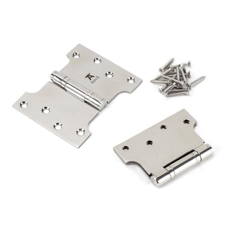 From The Anvil Hinges Polished Stainless Steel / Parliament Hinges / 4" x (102mm) From The Anvil - Polished SS 4" x 3" x 5" Parliament Hinge (pair)