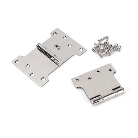 From The Anvil Hinges Polished Stainless Steel / Parliament Hinges / 4" x (102mm) From The Anvil - Polished SS 4" x 4" x 6" Parliament Hinge (pair)