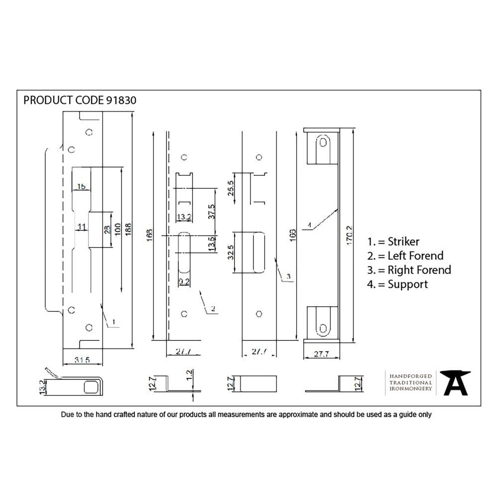 From The Anvil Locks & Latches PVD Brass / Sashlock Rebate Sets From The Anvil - PVD 1/2" Rebate Kit for Sash Lock