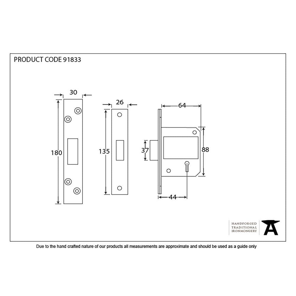 From The Anvil Locks & Latches PVD Brass / 5 Lever Deadlocks / 2.5" / 65mm From The Anvil - PVD 2Ã‚Â½" 5 Lever BS Deadlock KA