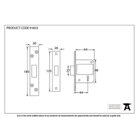 From The Anvil Locks & Latches PVD Brass / 5 Lever Deadlocks / 2.5" / 65mm From The Anvil - PVD 2Ã‚Â½" 5 Lever BS Deadlock KA