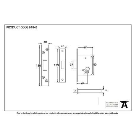From The Anvil Locks & Latches PVD Brass / Euro Profile Deadlocks / 2.5" / 65mm From The Anvil - PVD 2Ã‚Â½" Euro Profile Dead Lock