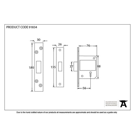 From The Anvil Locks & Latches PVD Brass / 5 Lever Deadlocks / 3" / 76mm From The Anvil - PVD 3" 5 Lever BS Deadlock KA