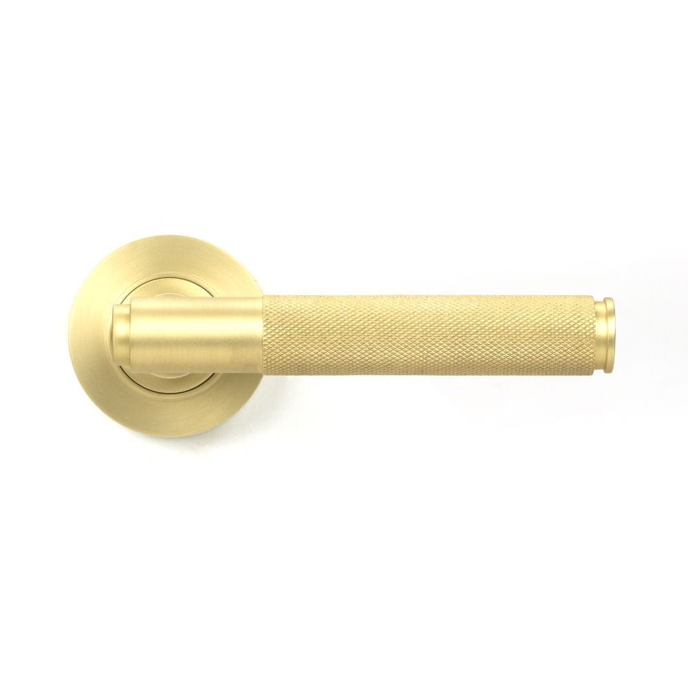 From The Anvil Door Furniture Satin Brass / Round Rose From The Anvil - Satin Brass Brompton Lever on Rose Set (Plain)