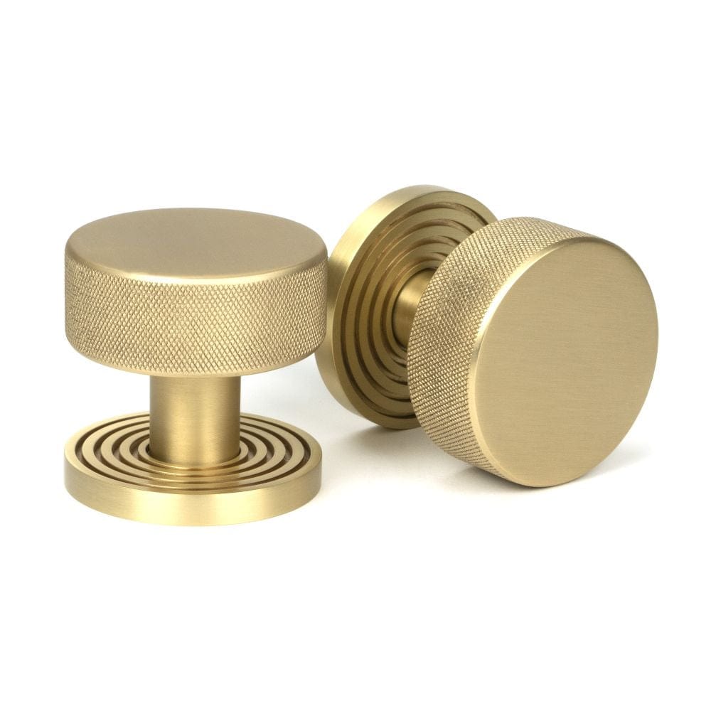 From The Anvil Door Furniture Satin Brass / Mortice/Rim Knobs From The Anvil - Satin Brass Brompton Mortice/Rim Knob Set (Beehive)
