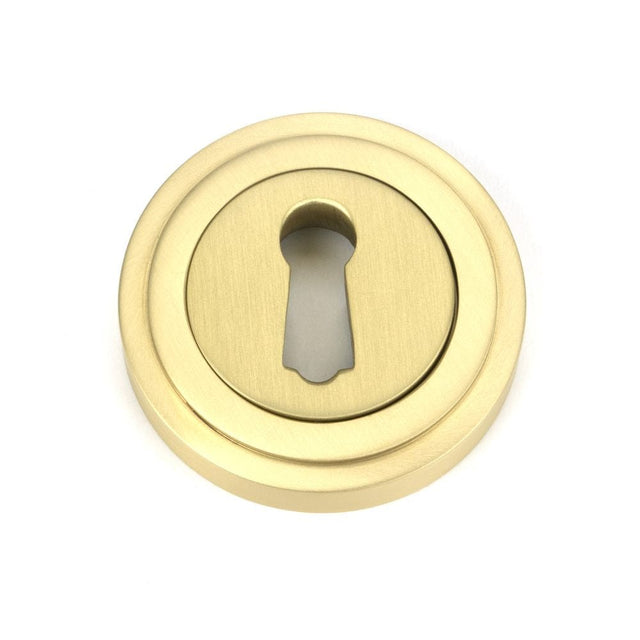 From The Anvil Door Furniture Satin Brass / Mortice Key Profile Escutcheons From The Anvil - Satin Brass Round Escutcheon (Art Deco)