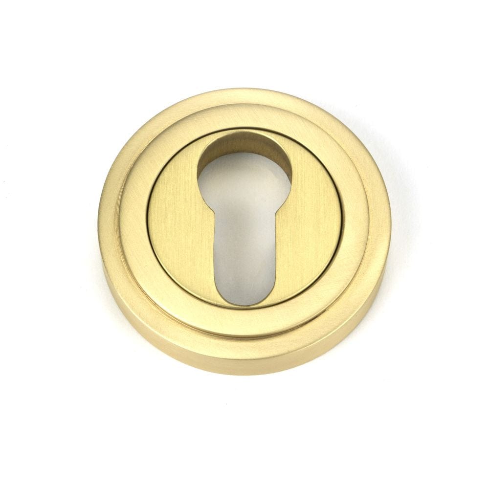 From The Anvil Door Furniture Satin Brass / Euro Profile Escutcheons From The Anvil - Satin Brass Round Euro Escutcheon (Art Deco)