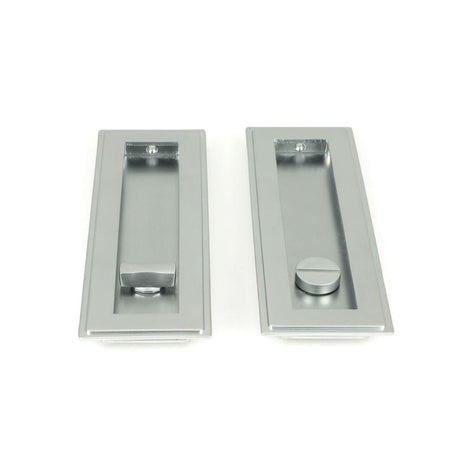 From The Anvil Door Furniture Satin Chrome / Rectangular Flush Pull (Privacy) / Rectangular From The Anvil - Satin Chrome 175mm Art Deco Rectangular Pull - Privacy Set