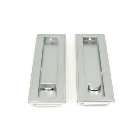 From The Anvil Door Furniture Satin Chrome / Rectangular Flush Pull (Privacy) / Rectangular From The Anvil - Satin Chrome 250mm Art Deco Rectangular Pull - Privacy Set