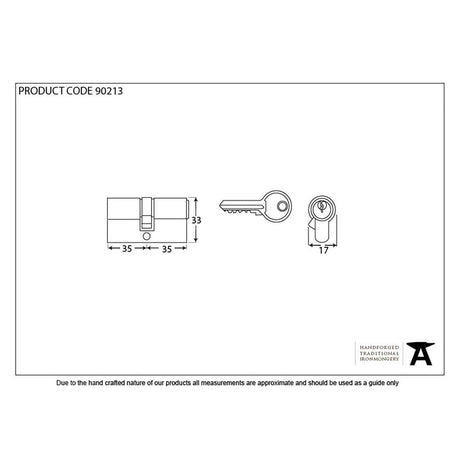 From The Anvil Locks & Latches Satin Chrome / Euro Double Cylinders / 35 x 35mm From The Anvil - Satin Chrome 35/35 Euro Cylinder