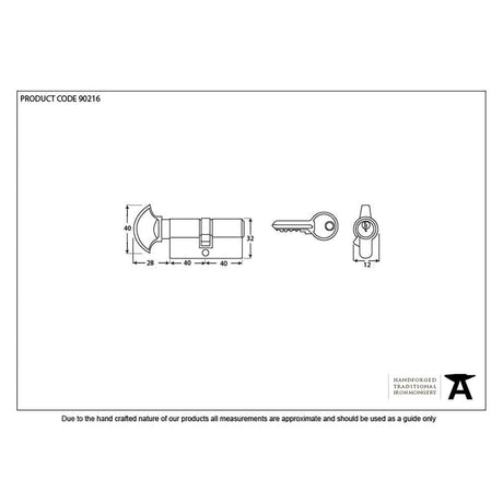 From The Anvil Locks & Latches Satin Chrome / Euro Cylinder & Turn / 40 x 40mm From The Anvil - Satin Chrome 40/40 Cylinder/Thumbturn
