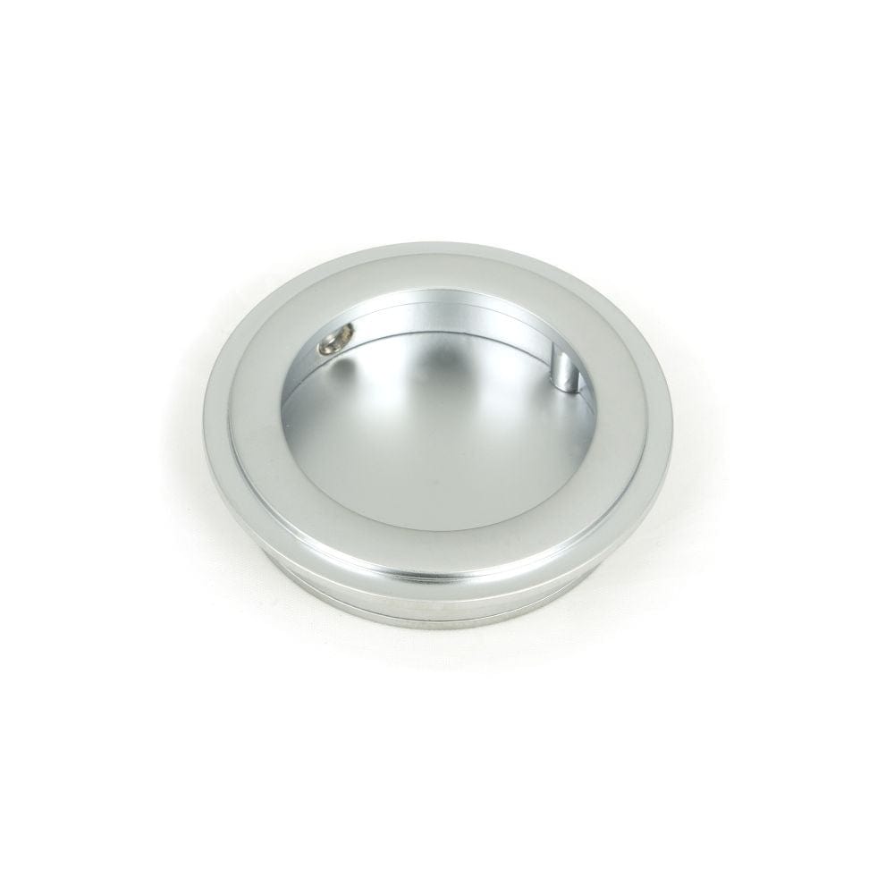 From The Anvil Door Furniture Satin Chrome / Flush Handle / Round From The Anvil - Satin Chrome 60mm Art Deco Round Pull