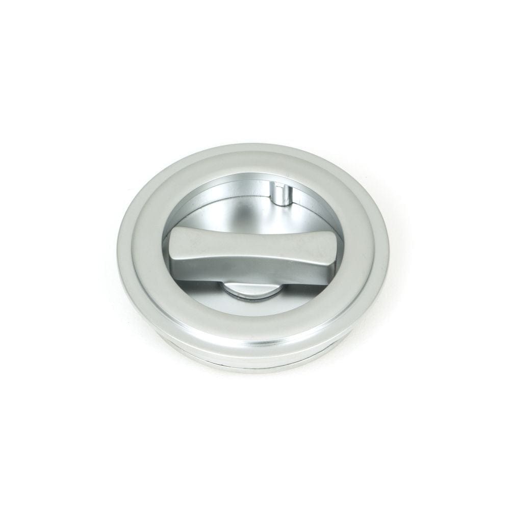 From The Anvil Door Furniture Satin Chrome / Round Flush Pull (Privacy) / Round From The Anvil - Satin Chrome 60mm Art Deco Round Pull - Privacy Set