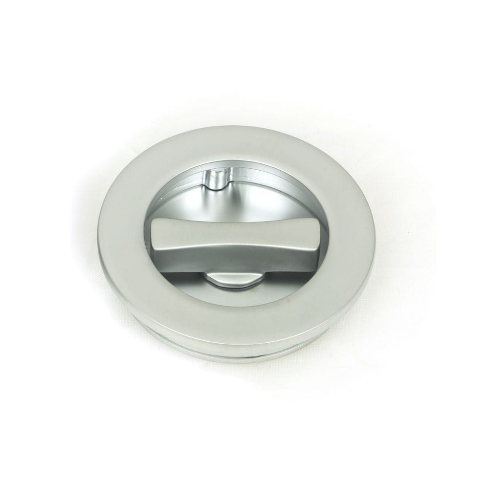 From The Anvil Door Furniture Satin Chrome / Round Flush Pull (Privacy) / Round From The Anvil - Satin Chrome 60mm Plain Round Pull - Privacy Set