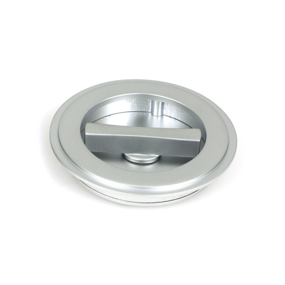 From The Anvil Door Furniture Satin Chrome / Round Flush Pull (Privacy) / Round From The Anvil - Satin Chrome 75mm Art Deco Round Pull - Privacy Set