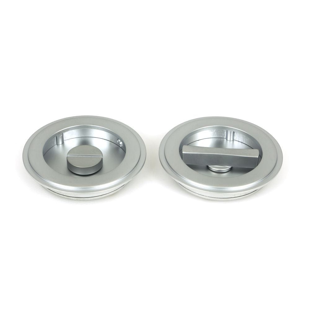 From The Anvil Door Furniture Satin Chrome / Round Flush Pull (Privacy) / Round From The Anvil - Satin Chrome 75mm Art Deco Round Pull - Privacy Set