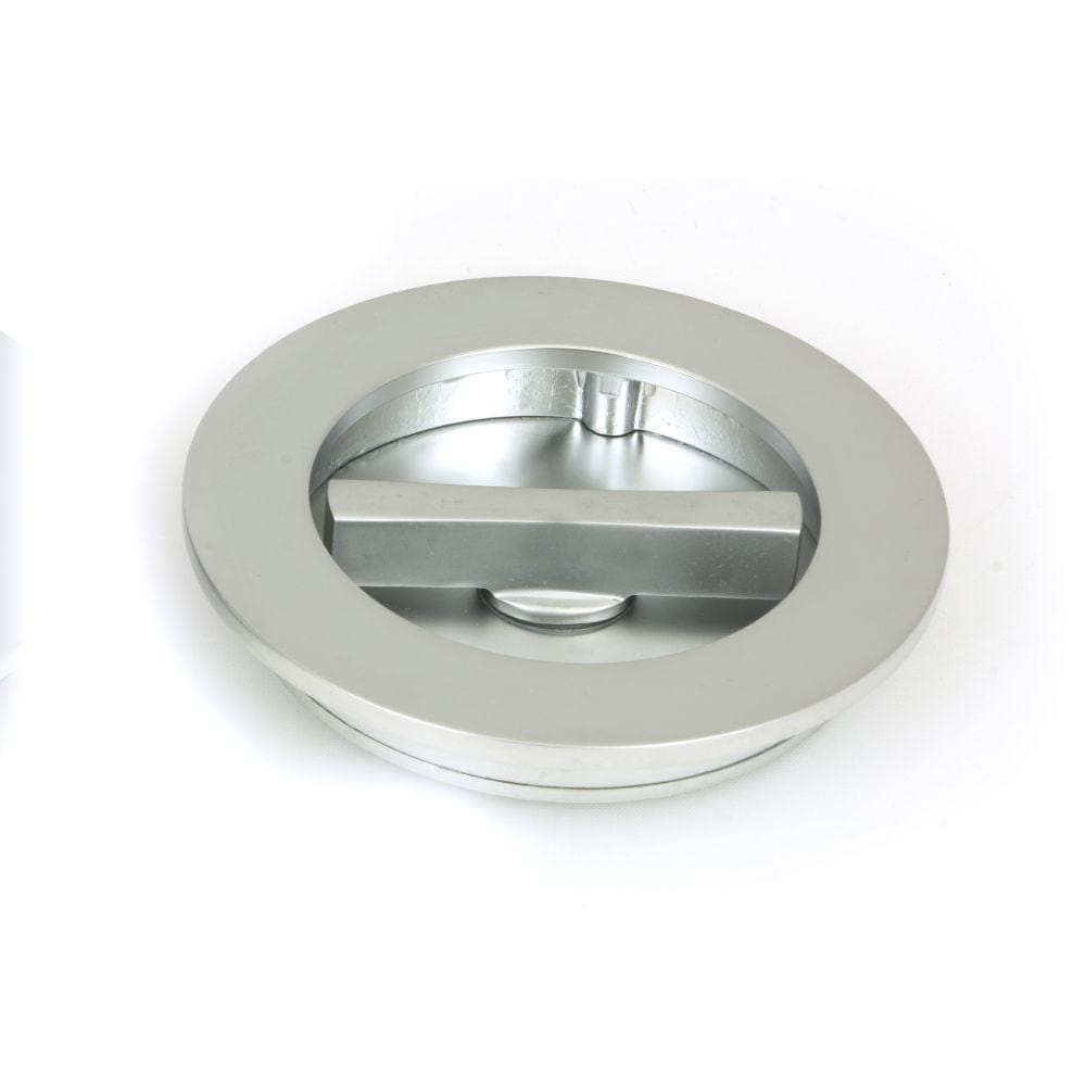 From The Anvil Door Furniture Satin Chrome / Round Flush Pull (Privacy) / Round From The Anvil - Satin Chrome 75mm Plain Round Pull - Privacy Set
