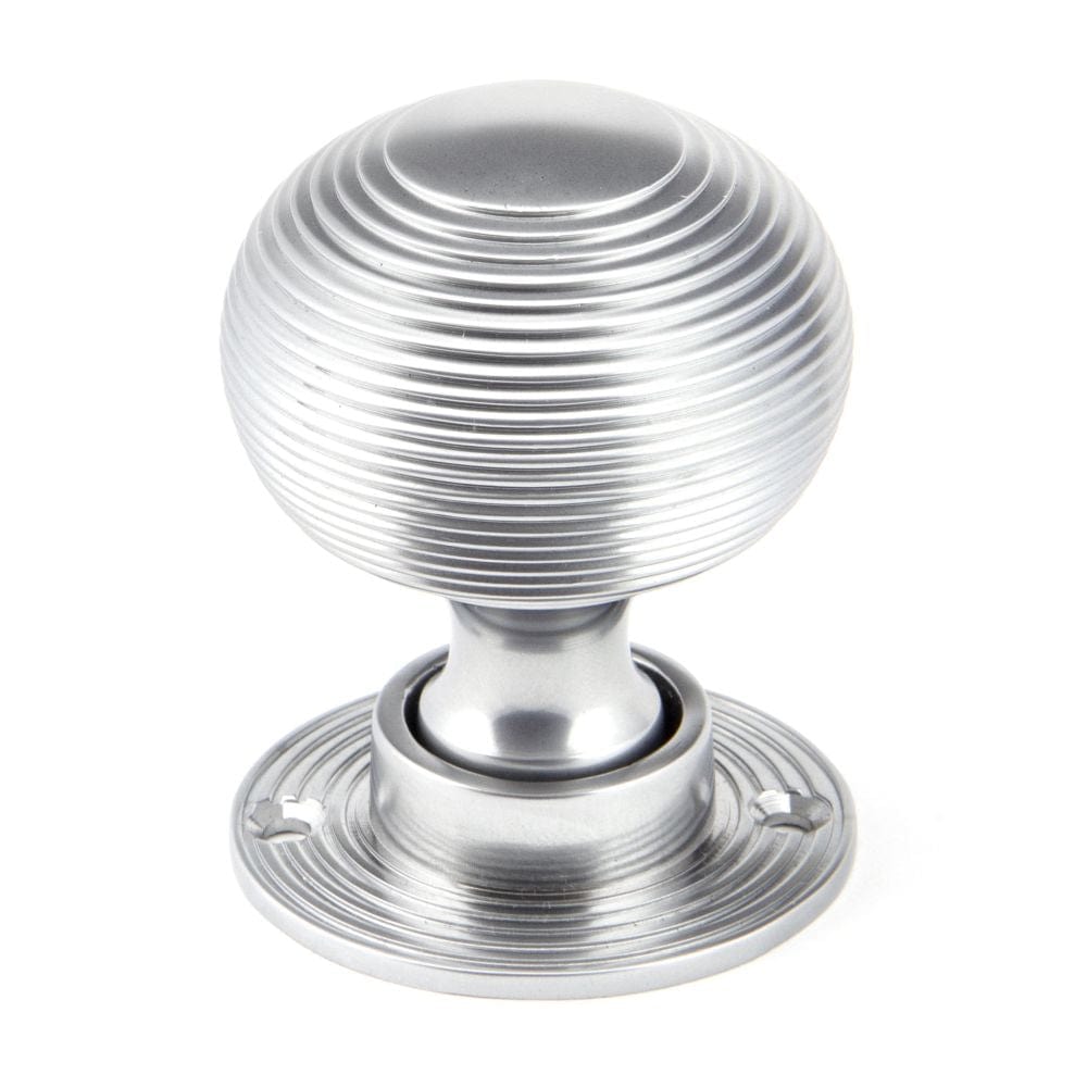 From The Anvil Door Furniture Satin Chrome / Mortice/Rim Knobs From The Anvil - Satin Chrome Heavy Beehive Mortice/Rim Knob Set