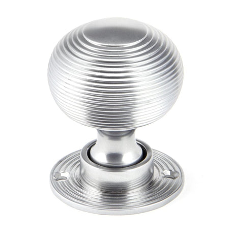 From The Anvil Door Furniture Satin Chrome / Mortice/Rim Knobs From The Anvil - Satin Chrome Heavy Beehive Mortice/Rim Knob Set
