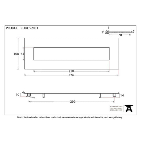 From The Anvil Door Furniture Satin Chrome / Letter Plates / 324 x 108mm From The Anvil - Satin Chrome Large Letter Plate