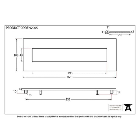From The Anvil Door Furniture Satin Chrome / Letter Plates / 265 x 108mm From The Anvil - Satin Chrome Small Letter Plate