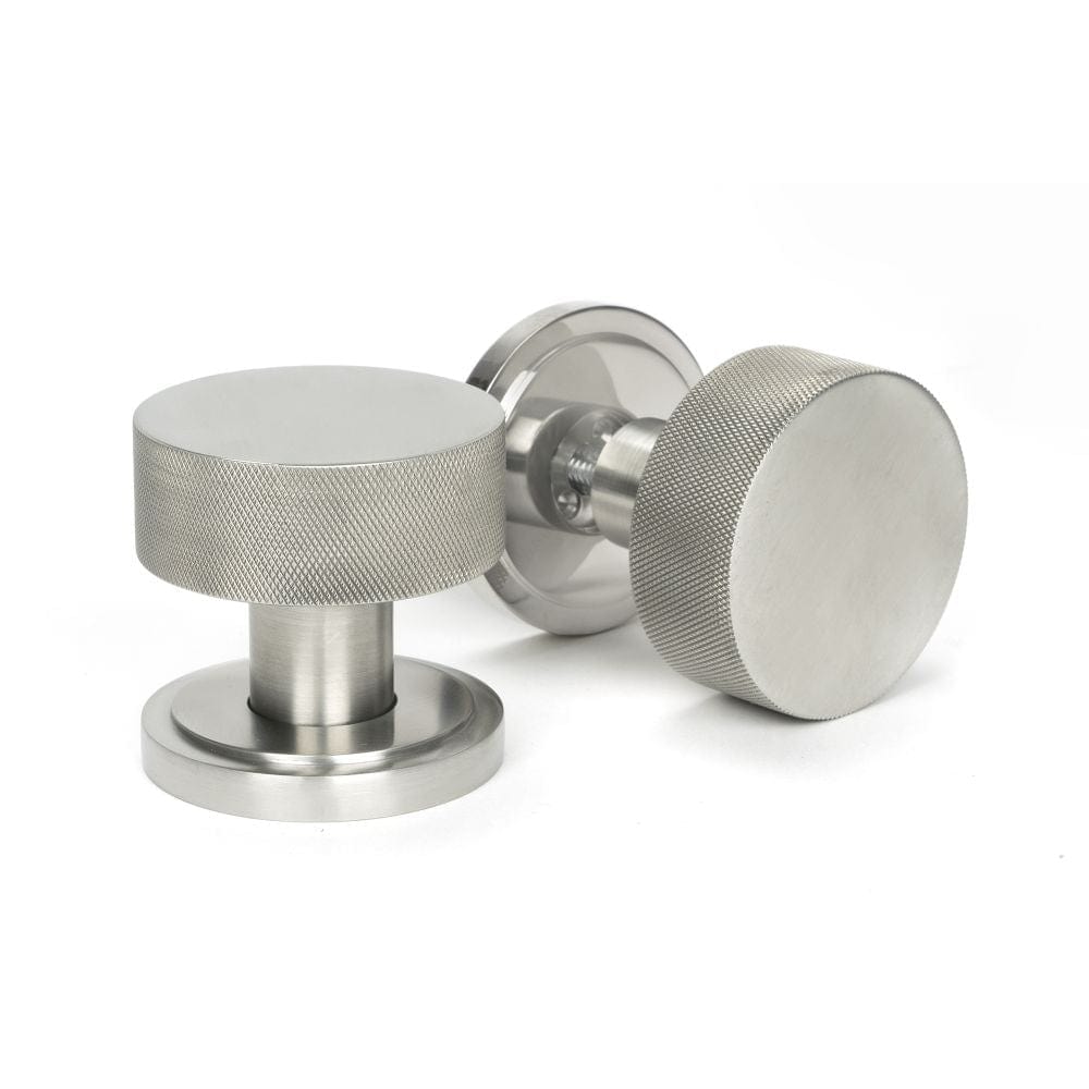 From The Anvil Door Furniture Satin Marine SS (316) / Mortice/Rim Knobs From The Anvil - Satin Marine SS (316) Brompton Mortice/Rim Knob Set (Art Deco)