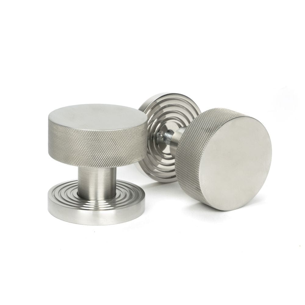 From The Anvil Door Furniture Satin Marine SS (316) / Mortice/Rim Knobs From The Anvil - Satin Marine SS (316) Brompton Mortice/Rim Knob Set (Beehive)