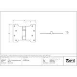 From The Anvil Hinges Satin Stainless Steel / Parliament Hinges / 4" x (102mm) From The Anvil - Satin SS 4" x 3" x 5" Parliament Hinge (pair)