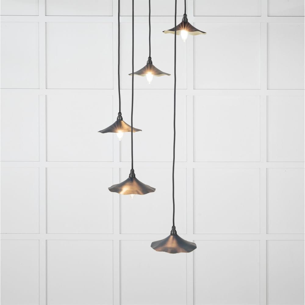 From The Anvil Electrical Smooth Brass / Cluster Pendants From The Anvil - Smooth Brass Flora Cluster Pendant in Dusk