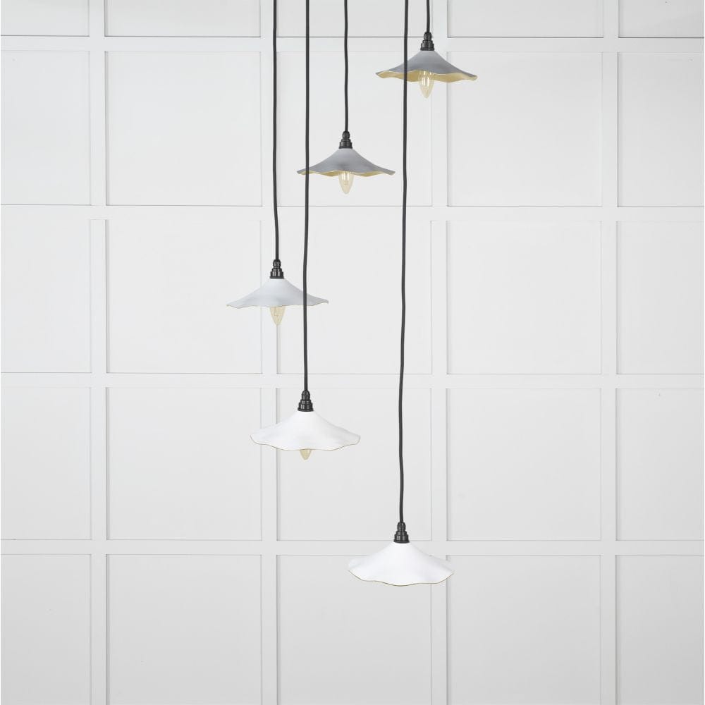 From The Anvil Electrical Smooth Brass / Cluster Pendants From The Anvil - Smooth Brass Flora Cluster Pendant in Flock