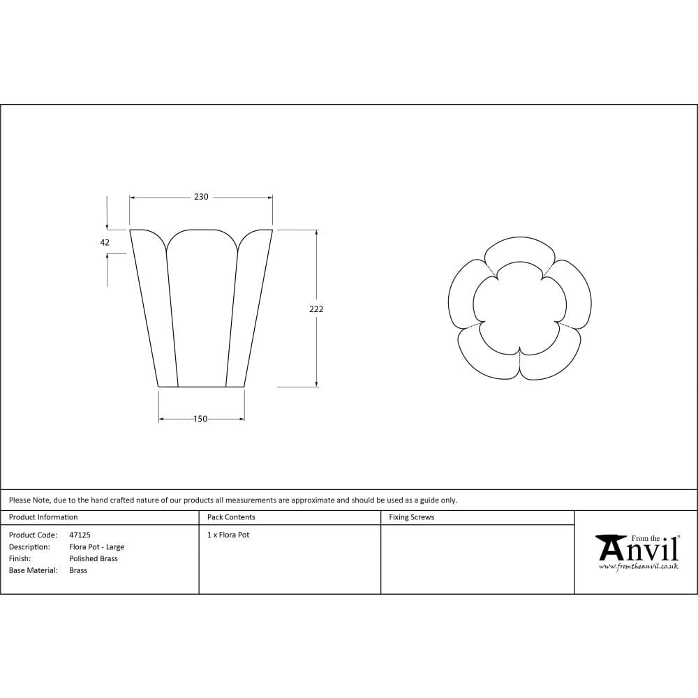 From The Anvil Home & Garden Smooth Brass / Plant Pots / Large From The Anvil - Smooth Brass Flora Pot - Large
