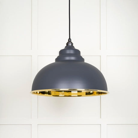From The Anvil Electrical Smooth Brass / Ceiling Pendants From The Anvil - Smooth Brass Harborne Pendant in Slate