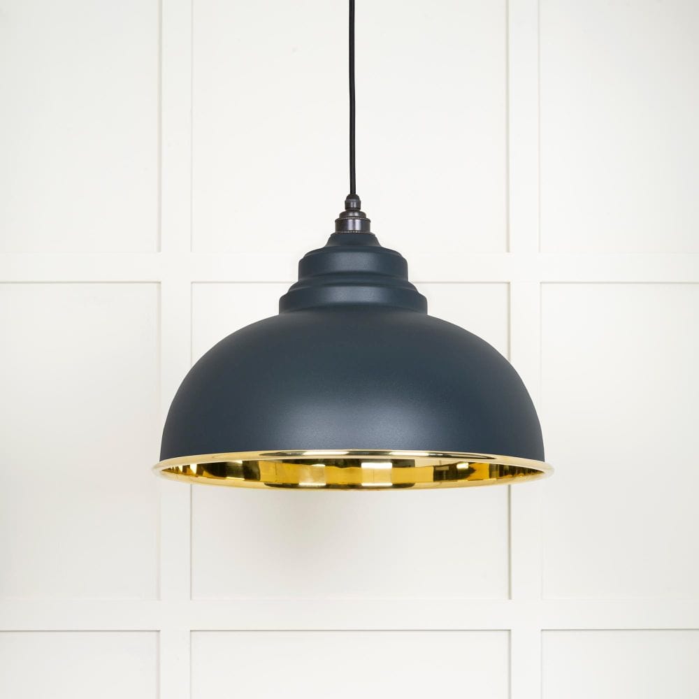From The Anvil Electrical Smooth Brass / Ceiling Pendants From The Anvil - Smooth Brass Harborne Pendant in Soot