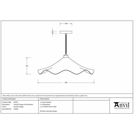 From The Anvil Electrical Smooth Copper / Ceiling Pendants From The Anvil - Smooth Copper Flora Pendant