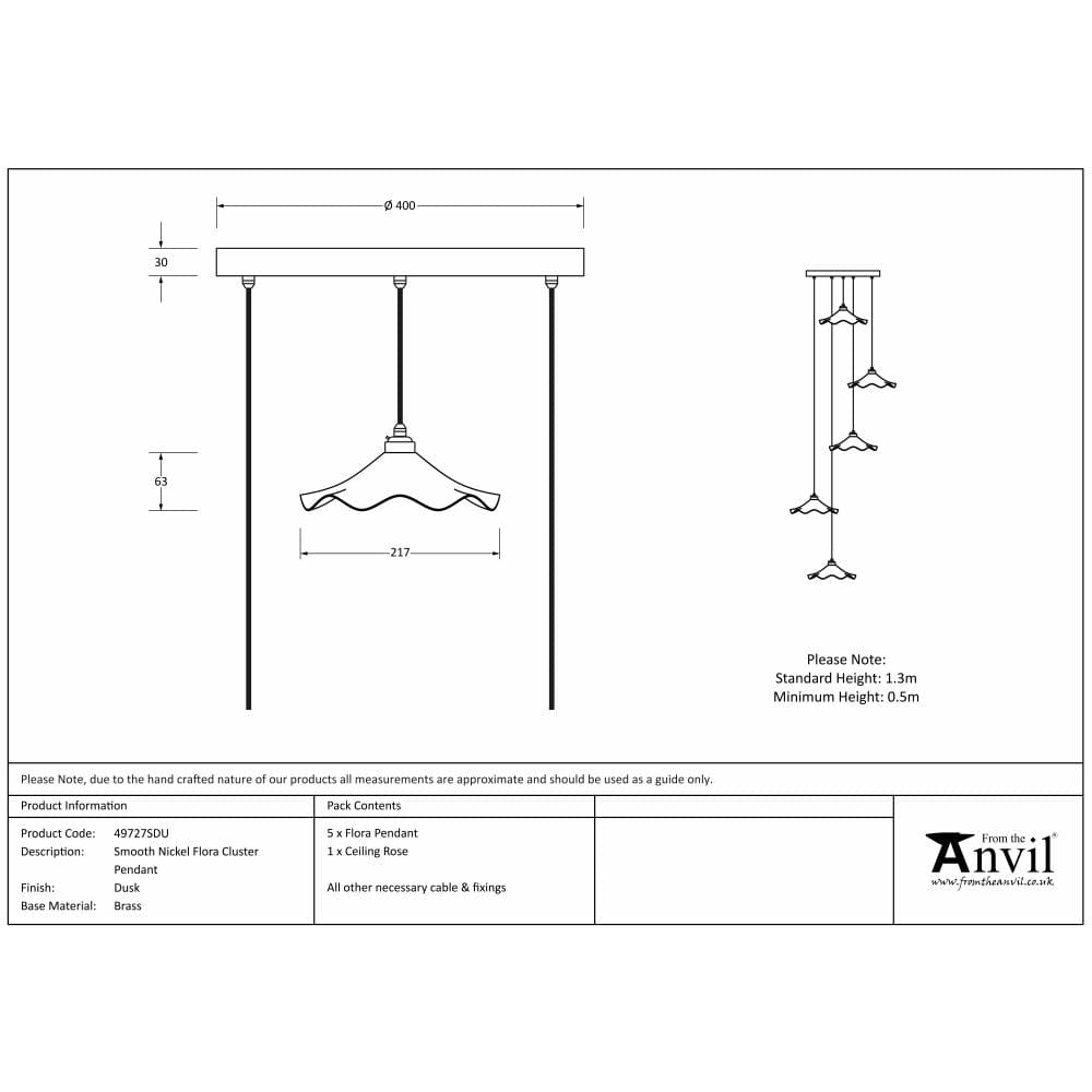 From The Anvil Electrical Smooth Nickel / Cluster Pendants From The Anvil - Smooth Nickel Flora Cluster Pendant in Dusk
