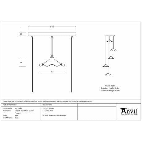 From The Anvil Electrical Smooth Nickel / Cluster Pendants From The Anvil - Smooth Nickel Flora Cluster Pendant in Soot