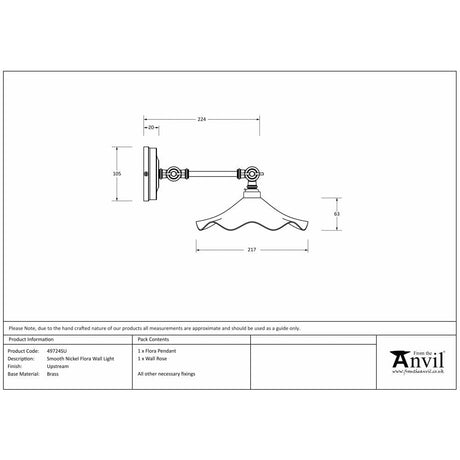 From The Anvil Electrical Smooth Nickel / Wall Lights From The Anvil - Smooth Nickel Flora Wall Light in Upstream
