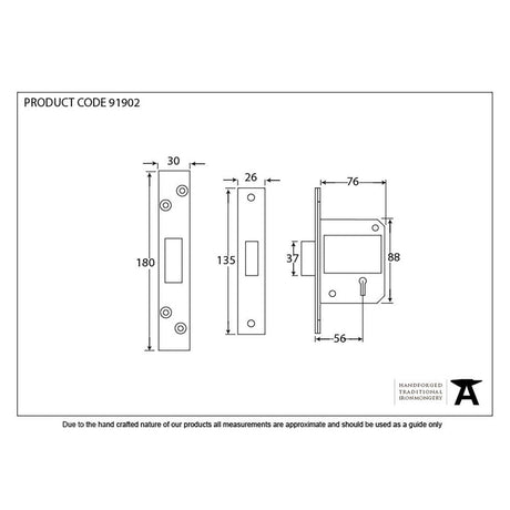 From The Anvil Locks & Latches Satin Stainless Steel / 5 Lever Deadlocks / 3" / 76mm From The Anvil - SS 3" 5 Lever BS Deadlock KA