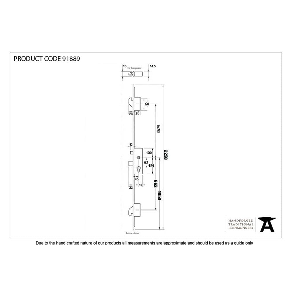 From The Anvil Locks & Latches Stainless Steel / Multi-Point Locks From The Anvil - SS 45mm Backset Hook 3 Point Door Lock