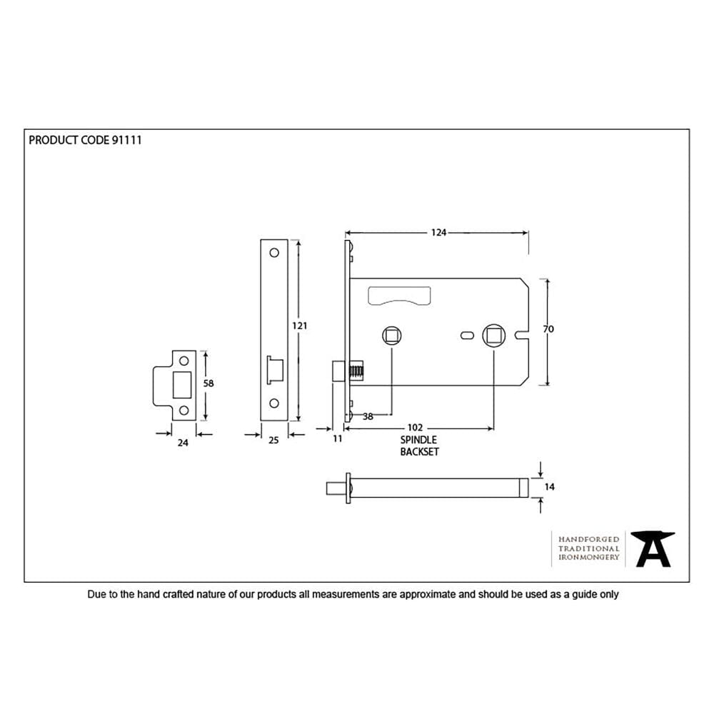 From The Anvil Locks & Latches Stainless Steel / Bathroom Lock / 5" / 127mm From The Anvil - SS 5" Horizontal Bathroom Lock
