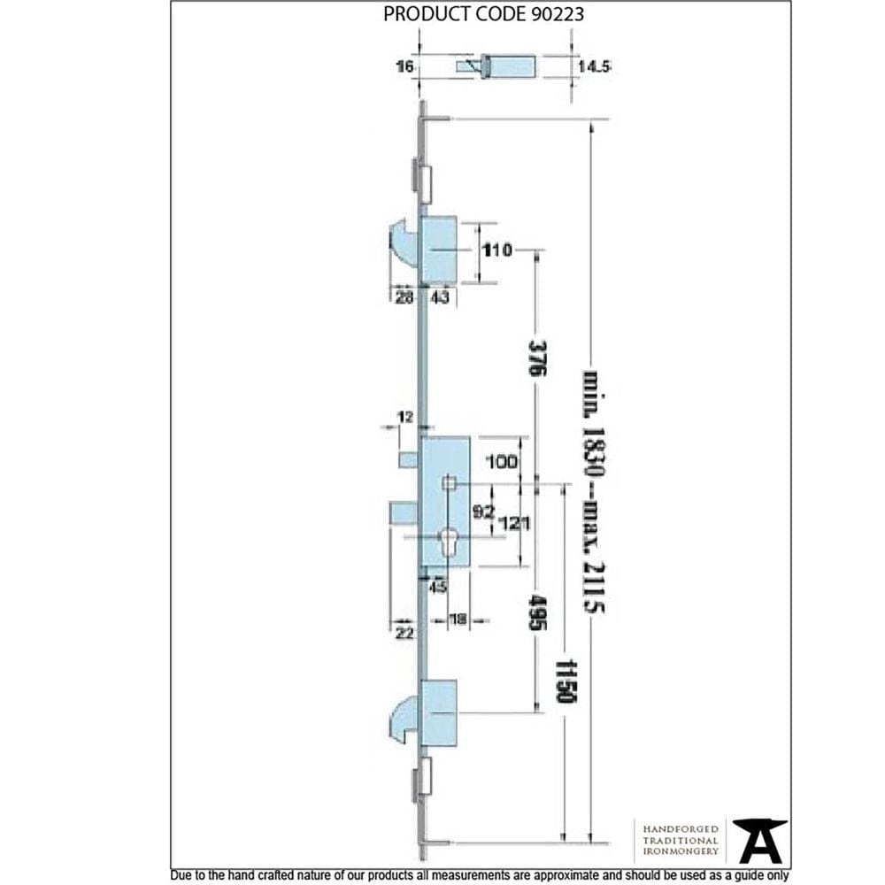 From The Anvil Locks & Latches Stainless Steel / Multi-Point Locks From The Anvil - SS French Door Multipoint Lock Kit 44mm Door