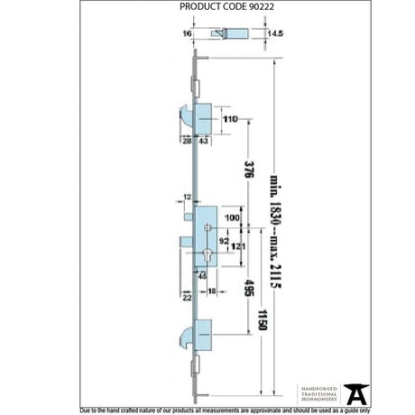 From The Anvil Locks & Latches Stainless Steel / Multi-Point Locks From The Anvil - SS French Door Multipoint Lock Kit 57mm Door