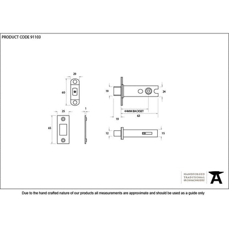 From The Anvil Locks & Latches Satin Stainless Steel / Tubular Dead Bolts / 2.5" / 65mm From The Anvil - SSS 2Ã‚Â½" Heavy Duty Tubular Deadbolt
