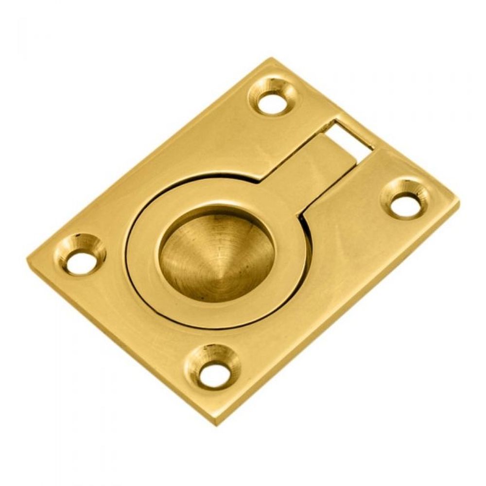 This is an image of a Carlisle Brass - Flush Ring Pull - Polished Brass that is availble to order from Trade Door Handles in Kendal.