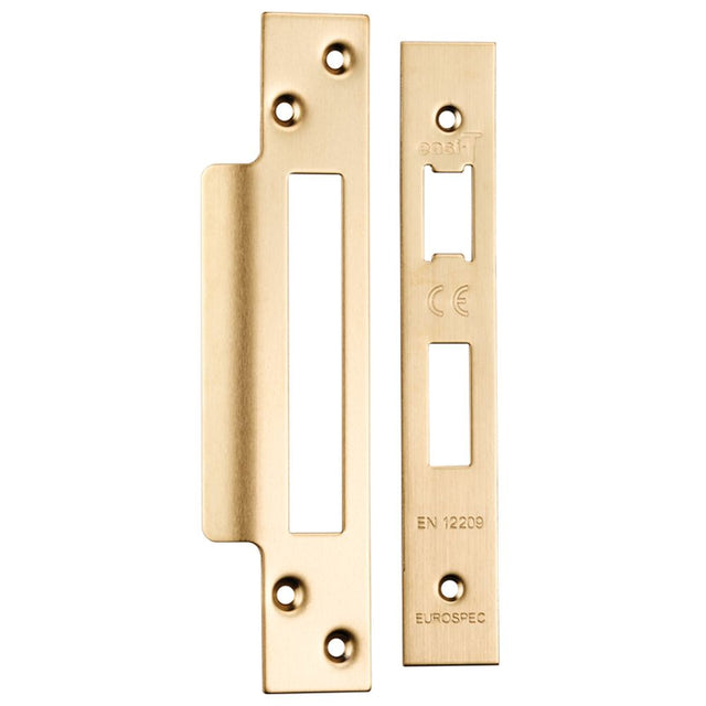 This is an image of a Eurospec - Architectural Sashlock Forend & Strike Pack - Satin Brass that is availble to order from Trade Door Handles in Kendal.